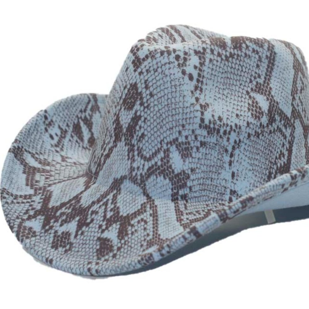 Snake Print Cowboy Hat One Size Wool-Like Feel 100% Polyester